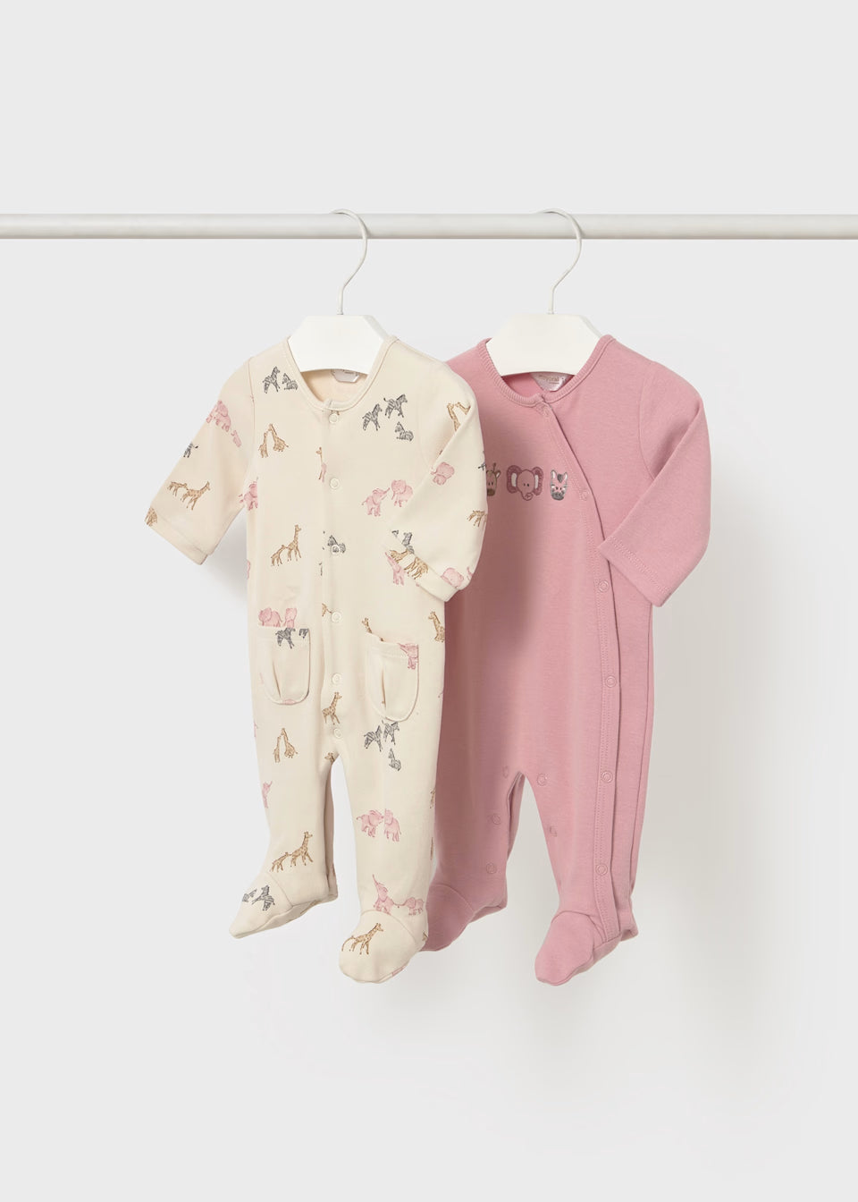 Mayoral Pink/Cream Safari Sleepsuits