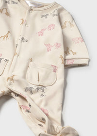 Mayoral Pink/Cream Safari Sleepsuits