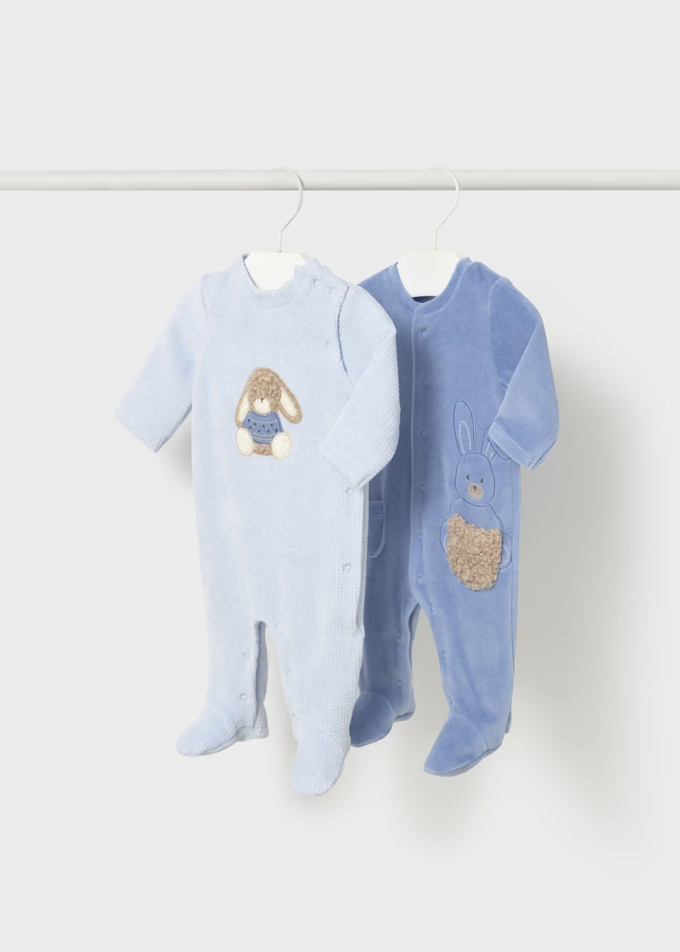 Mayoral Blue Bunny Velour Sleepsuits