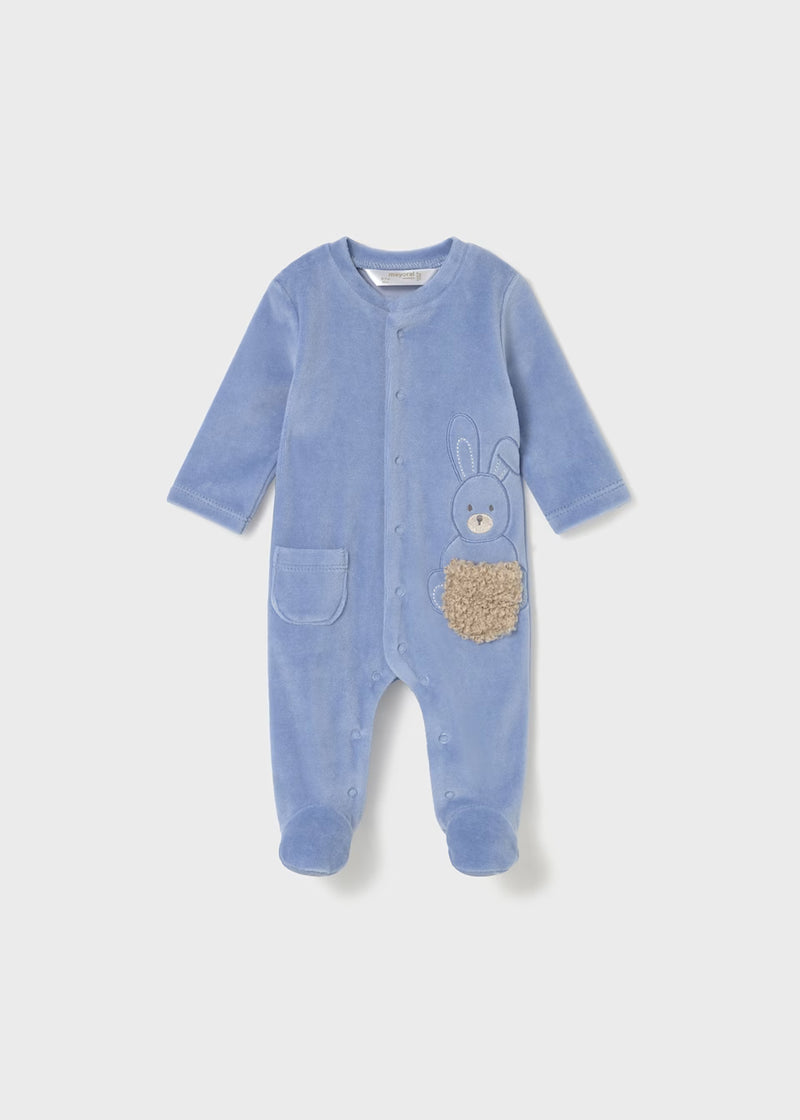 Mayoral Blue Bunny Velour Sleepsuits
