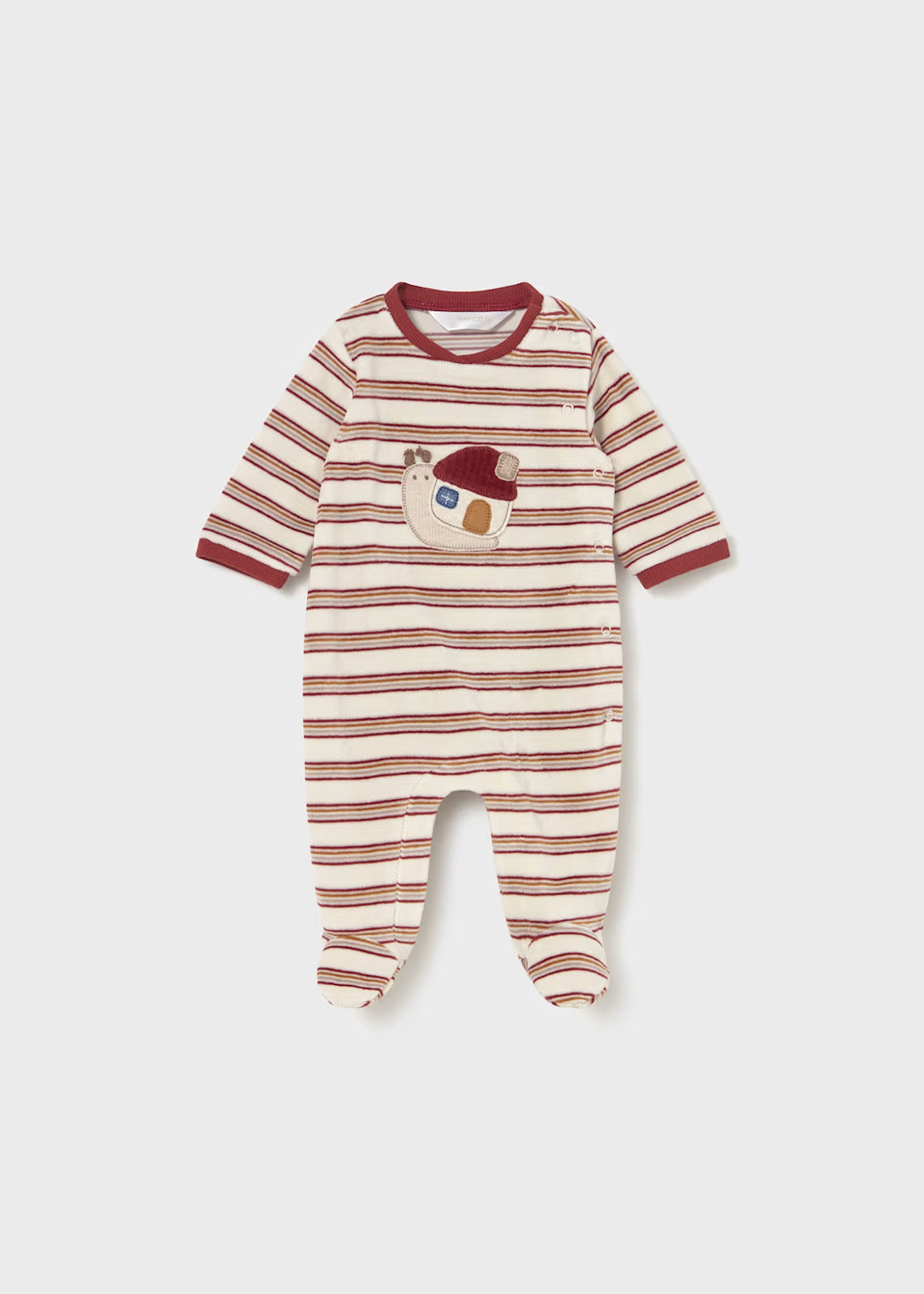 Mayoral Striped Snail Velour Sleepsuit