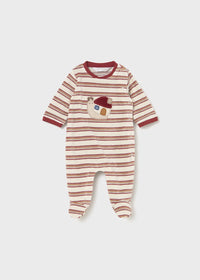 Mayoral Striped Snail Velour Sleepsuit
