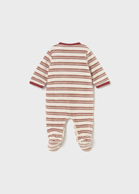 Mayoral Striped Snail Velour Sleepsuit