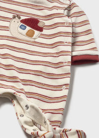 Mayoral Striped Snail Velour Sleepsuit
