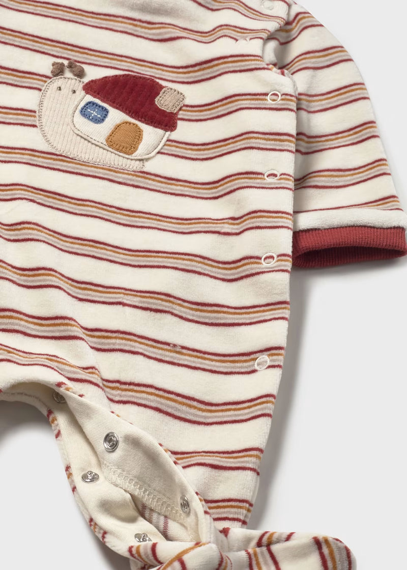 Mayoral Striped Snail Velour Sleepsuit