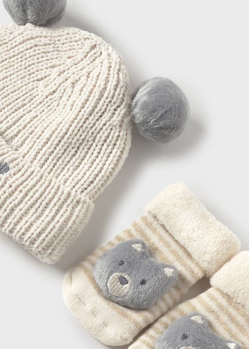 Mayoral Hat and Socks Set Cream
