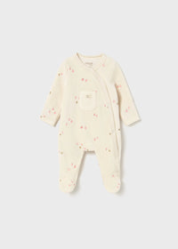 Mayoral Cream Sleepsuit with Pink apple print