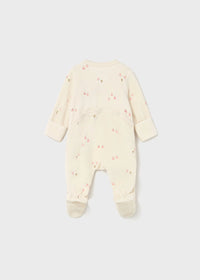 Mayoral Cream Sleepsuit with Pink apple print