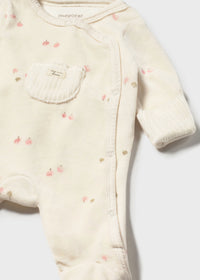 Mayoral Cream Sleepsuit with Pink apple print