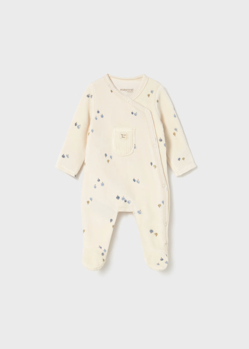 Mayoral Cream Sleepsuit with Blue apple print