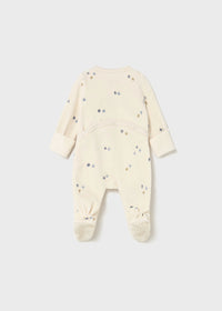 Mayoral Cream Sleepsuit with Blue apple print