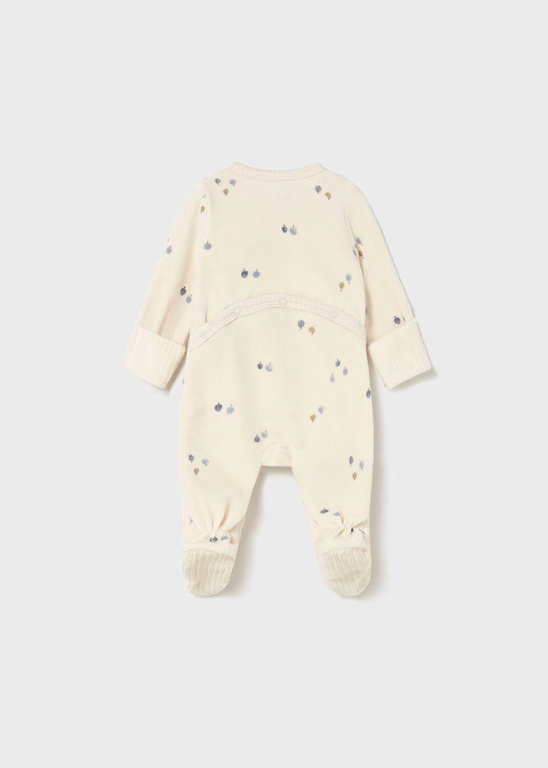 Mayoral Cream Sleepsuit with Blue apple print