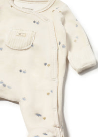 Mayoral Cream Sleepsuit with Blue apple print