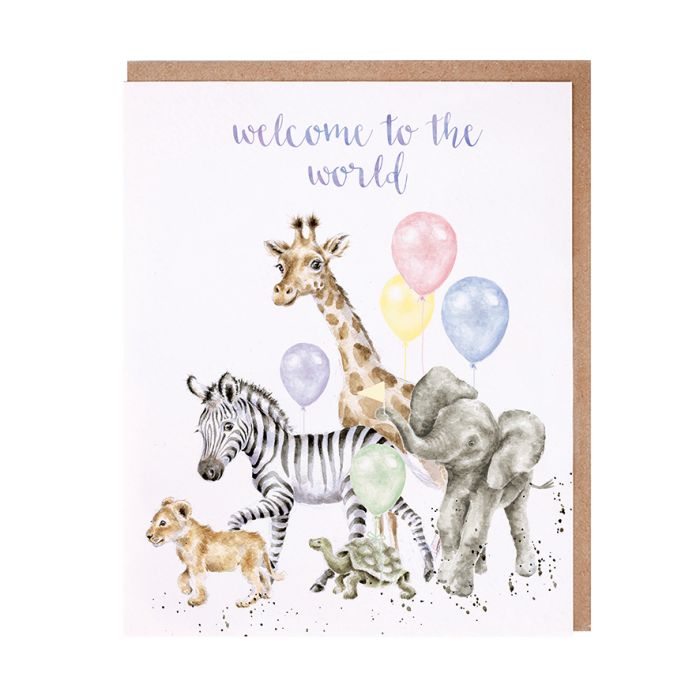 Wrendale Welcome to the World wild animal New Baby Card