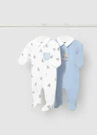 Mayoral Blue/White Bear Sleepsuits