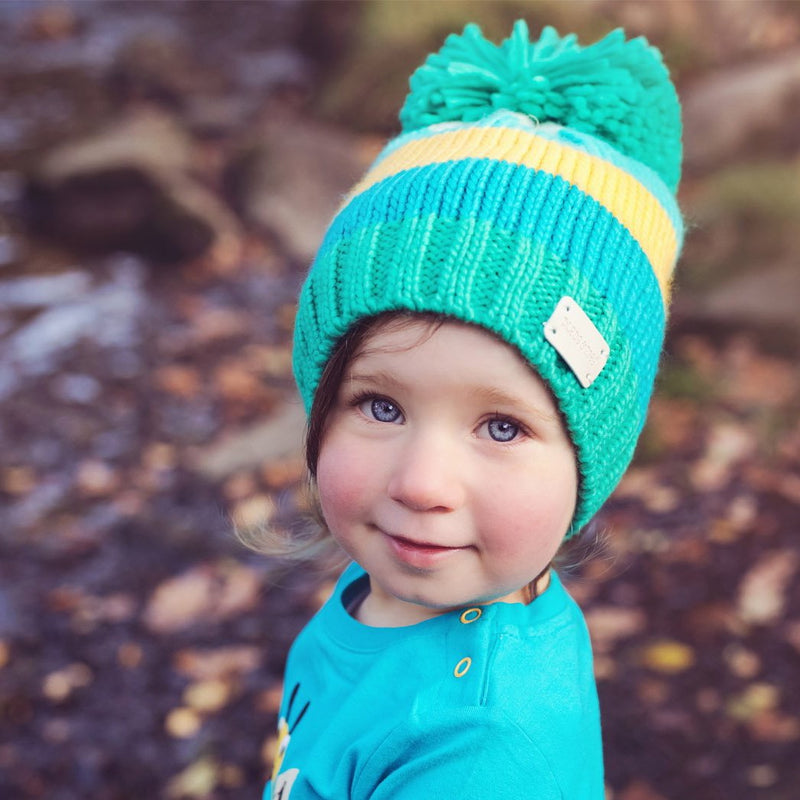 Green and Mustard Bobble Hat