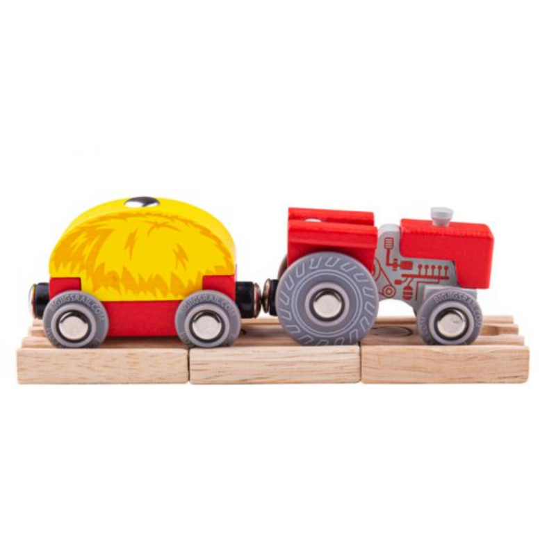 Red tractor and wagon