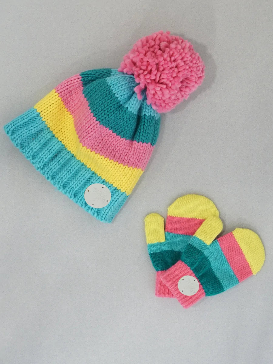 Pastel Striped Mittens