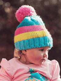 Pastel Striped Bobble Hat
