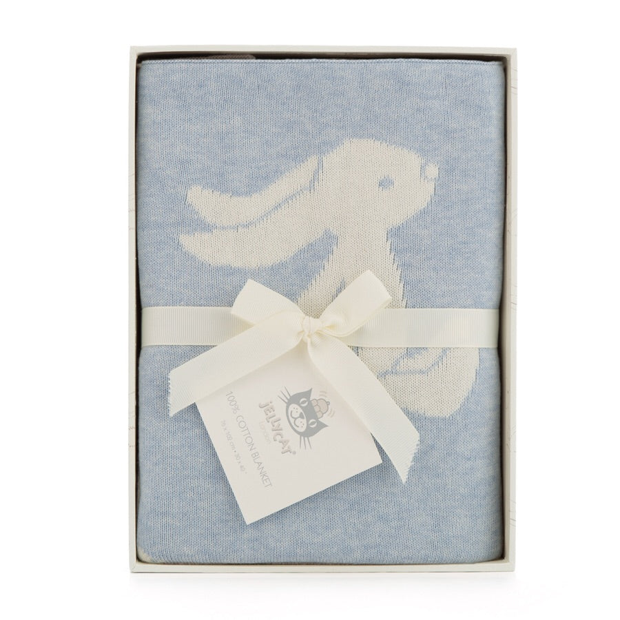 Blue Bashful Bunny Blanket